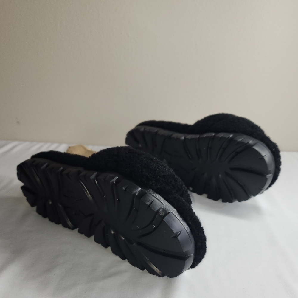 UGG Black Fuzzy Sandals - Picture 7 of 9